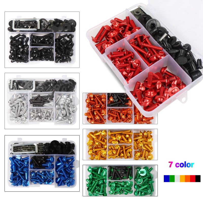 BAIONE Worldmotop Fairing Bolt Kit Screws Fasteners Universal Compatible with Yamaha Honda Kawasaki Suzuki BMW Fairing Bolt Kits Metric Bolts and Nuts Kit(Black) - Image 3
